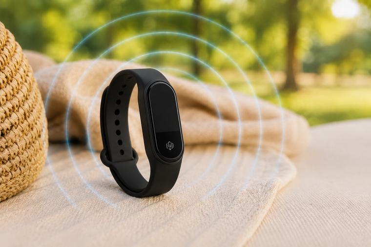 Pulseira emitindo pulsos ultrassônicos